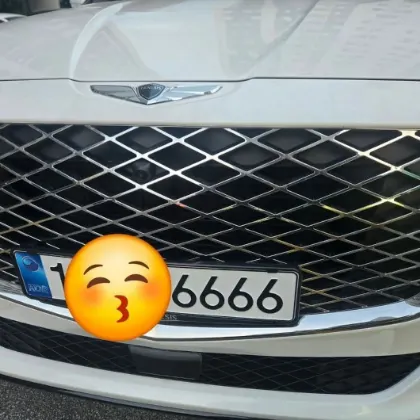 포커번호판 작업 사진 — 6666 번호판을 장착한 차량